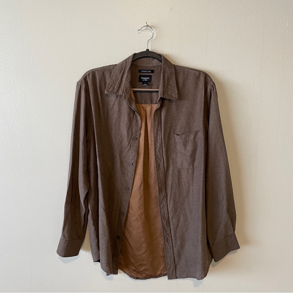 Haggar Men's Tan Button-Up Shirt Jacket